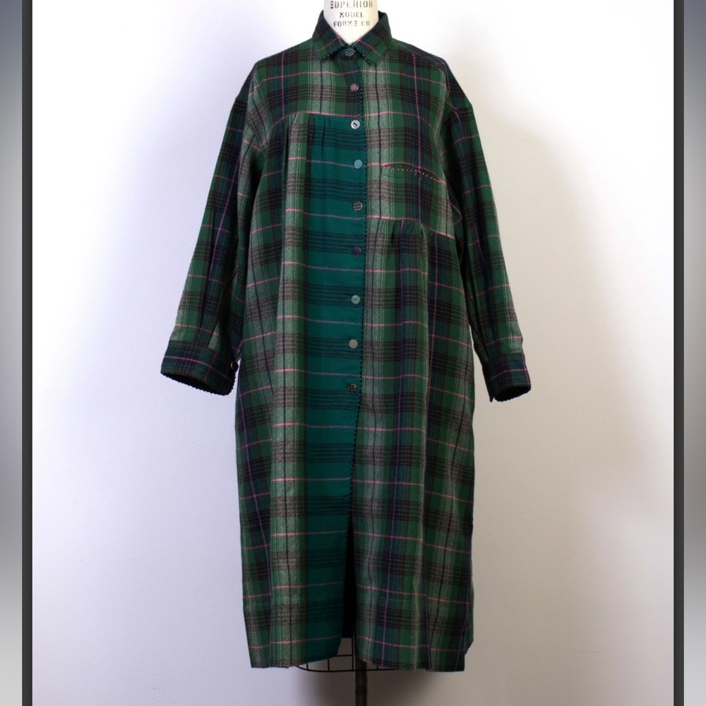 PERO Aneeth Arora Oversized Shirtdress size 4, 8 plaid•mixed match buttons•NEW